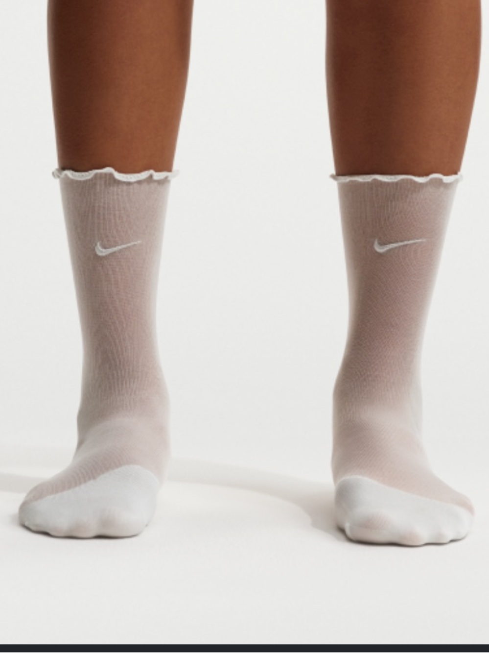 Nike Sheer Ankle Socks — White with Silver Swoosh